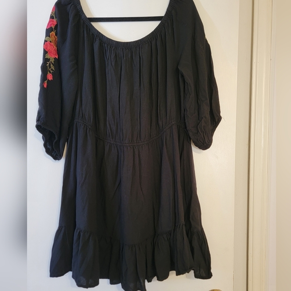 Black pheasants dress / Tunic top  short length drop shoulder elastic waist - Picture 2 of 9